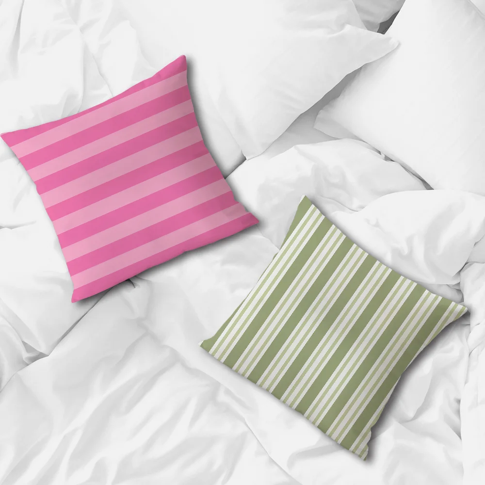 Fashion stripes design art pink color cushion cover soft Pillow Case for Sofa Living Room Home office Decor Protective Covers thumbnail 5