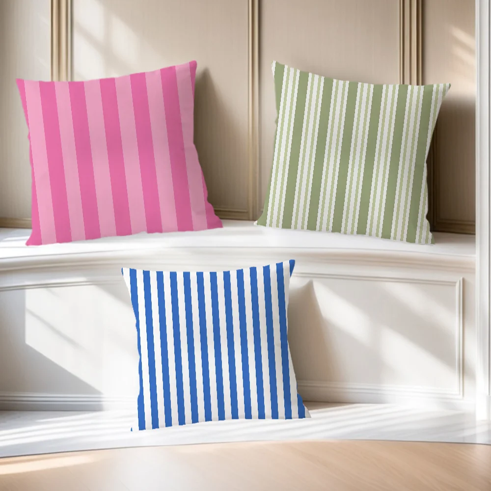Fashion stripes design art pink color cushion cover soft Pillow Case for Sofa Living Room Home office Decor Protective Covers thumbnail 3