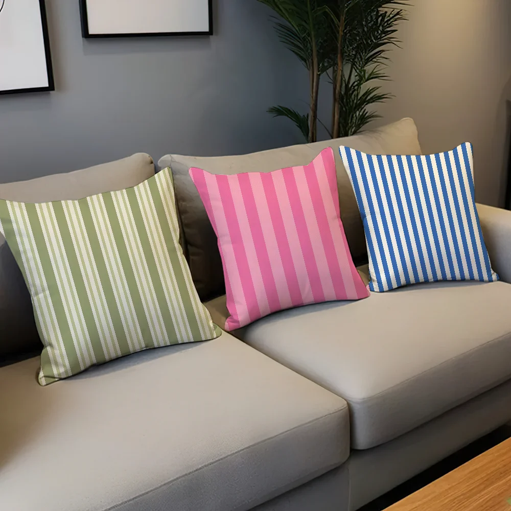 Fashion stripes design art pink color cushion cover soft Pillow Case for Sofa Living Room Home office Decor Protective Covers thumbnail 4