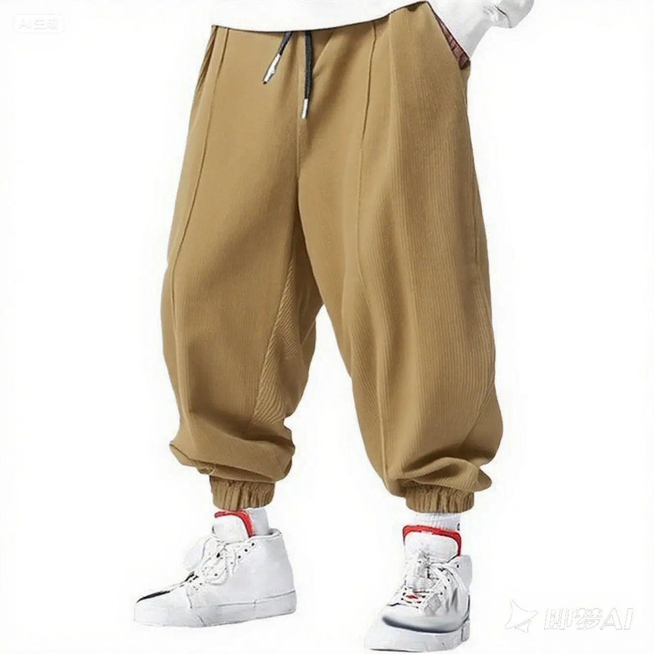 Fall Men's Casual Loose Drawstring Pants - Fashion High-End Hip-Hop Style Premium Corduroy - Trendy Cuffed Pants thumbnail 5