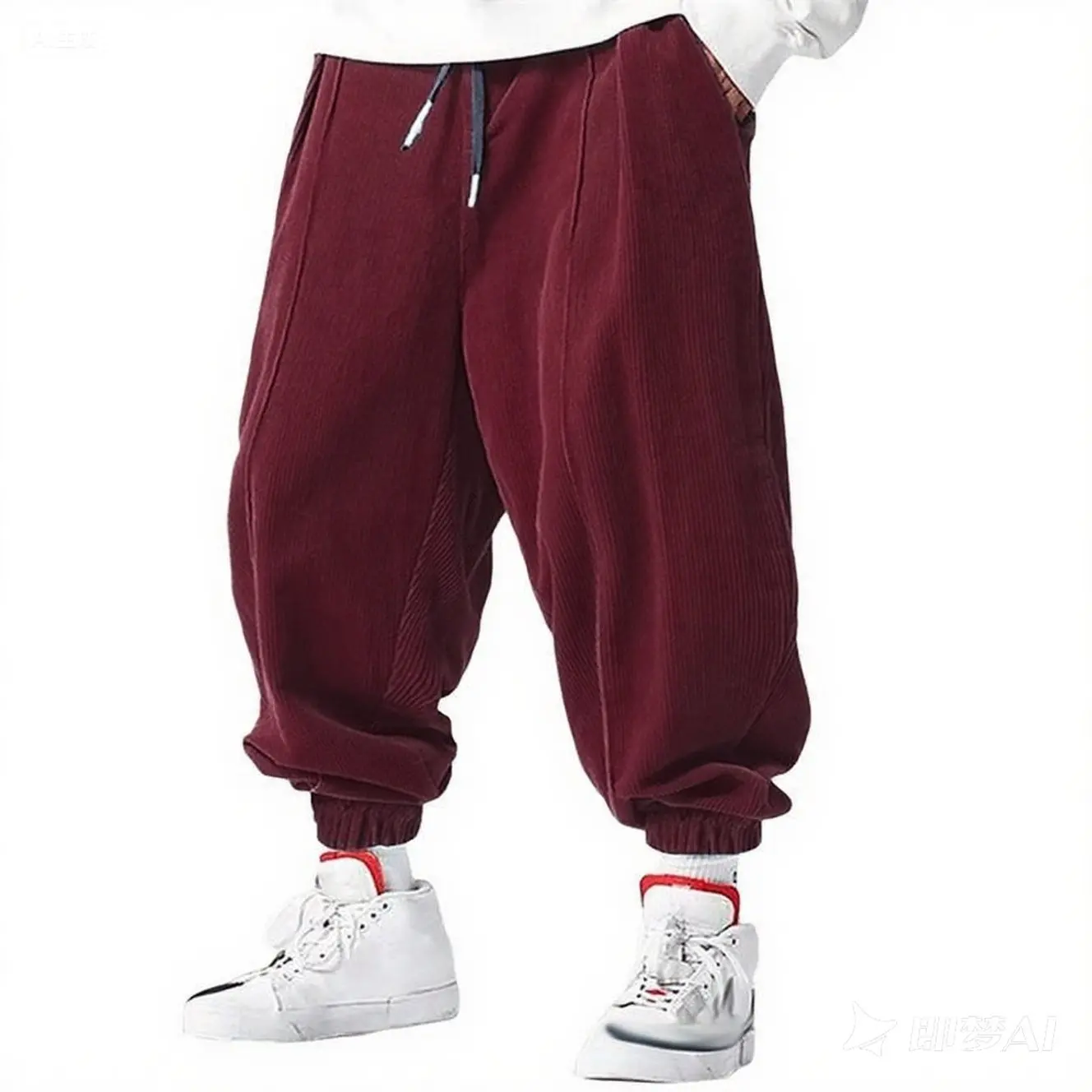 Fall Men's Casual Loose Drawstring Pants - Fashion High-End Hip-Hop Style Premium Corduroy - Trendy Cuffed Pants thumbnail 3