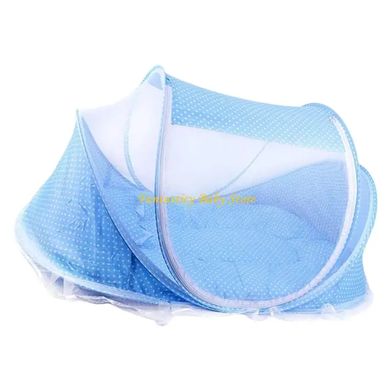 J6BE 1 Set Foldable Baby Crib Netting Tent with Soft Sleeping Pad and Pillow Portable Design for Infant Travel Home Camping thumbnail 2
