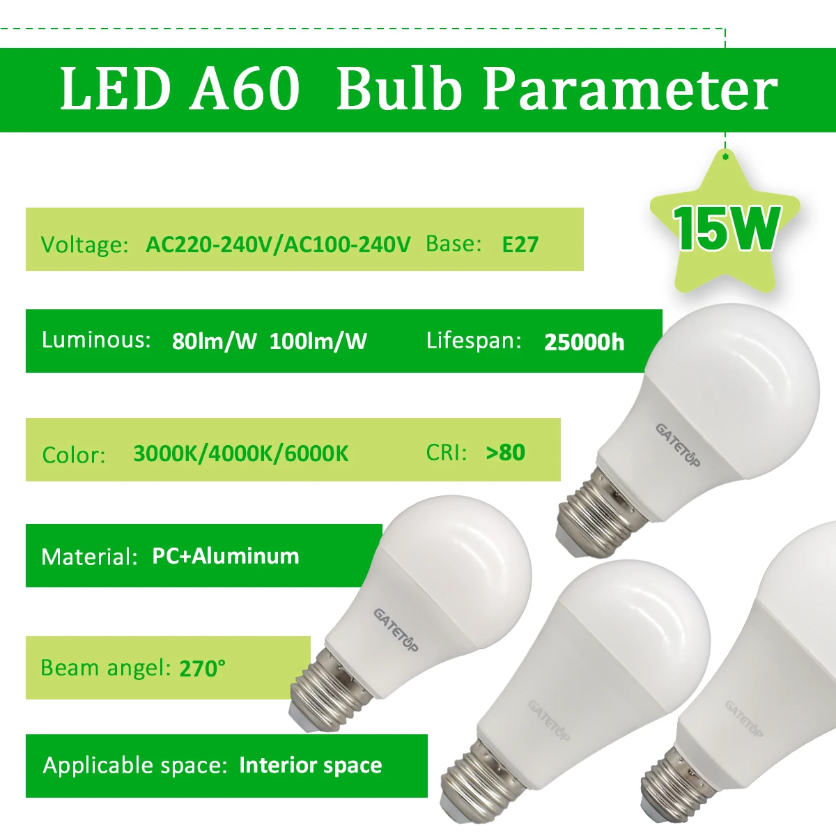 1-10PACK 15W LED Bulb 120V 220V 3000K 4000K 6000K Daylight Lamps CRI80 No flicker lighting for home Bulb bedroom thumbnail 3