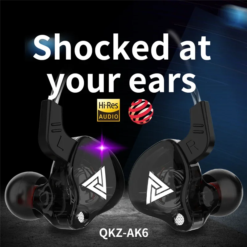 Original QKZ AK6 Copper Driver HiFi Wired Earphone 3.5MM Race Sport Headphone Bass Stereo Headset Music Earbuds In Ear With Mic thumbnail 3