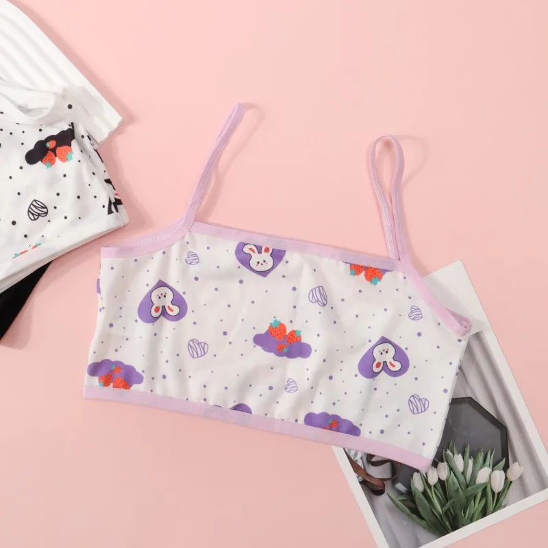 Girls' Camisole Style Bra Girls' Developmental Period Vest Cute Printed Children's Underwear Comfortable Lightweight Breathable thumbnail 5
