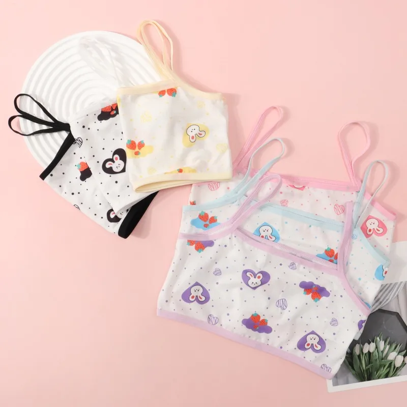 Girls' Camisole Style Bra Girls' Developmental Period Vest Cute Printed Children's Underwear Comfortable Lightweight Breathable thumbnail 2