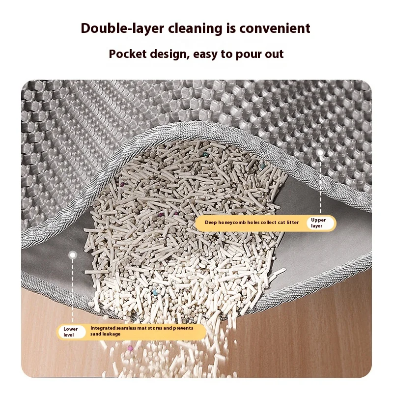 Cat Litter Mat 2-Layer Design Premium Sand Trapping Technology Waterproof Base Non-Slip Pet Floor Protector for Indoor Kittens thumbnail 2