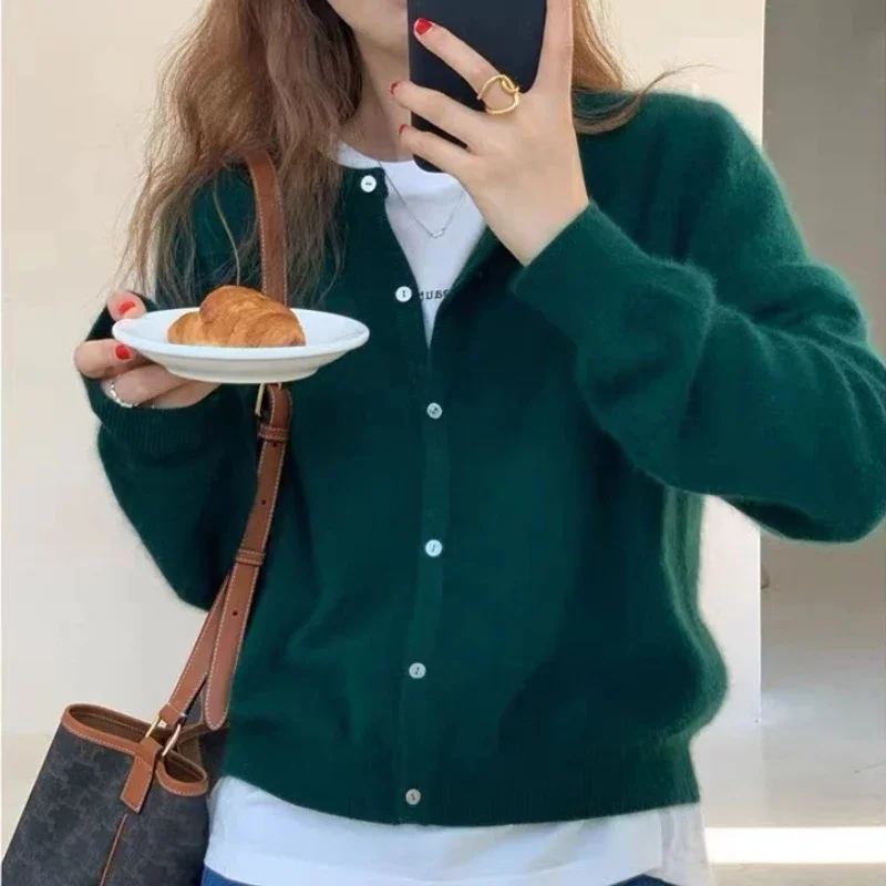 2026 Long Sleeve Vintage Y2k Tops Korean Knitted Cardigan Women's Autumn Winter Fashion O-Neck Versatile Slimming Basis Sweater thumbnail 3
