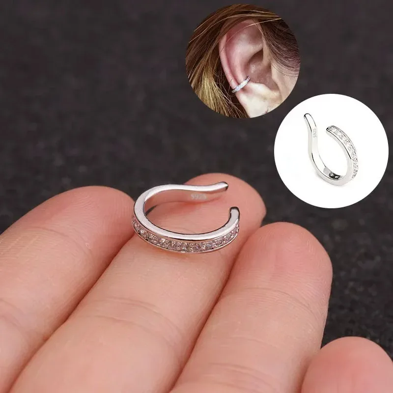 Fashion Fine Zircon 925 Sterling Silver C Clip Earrings Edgy Alternative Rhinestone No Hole Ear Clip Jewelry thumbnail 5
