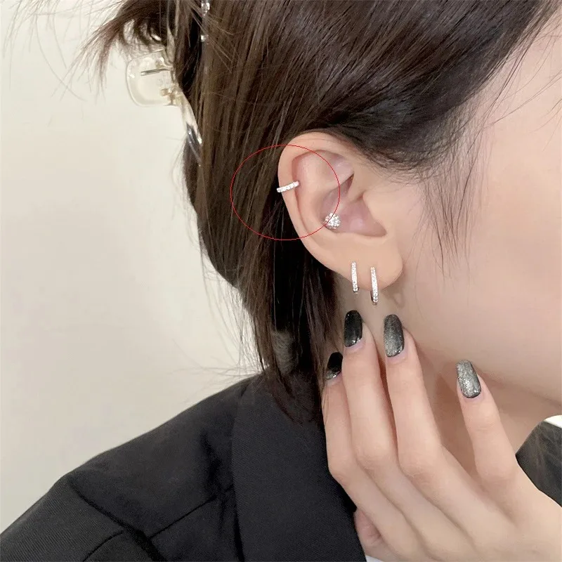 Fashion Fine Zircon 925 Sterling Silver C Clip Earrings Edgy Alternative Rhinestone No Hole Ear Clip Jewelry thumbnail 4