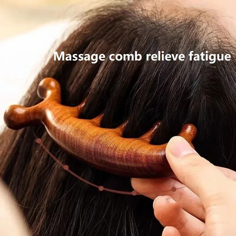 New Massage Wood Massager Comb Scalp Head Oil Massager Scalp Hair Comb Tools AMS01 thumbnail 6