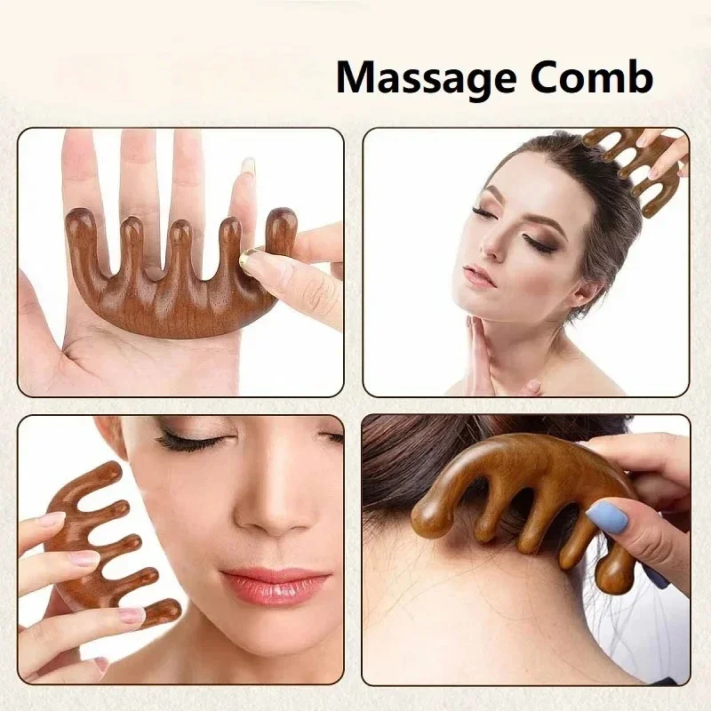 New Massage Wood Massager Comb Scalp Head Oil Massager Scalp Hair Comb Tools AMS01 thumbnail 3