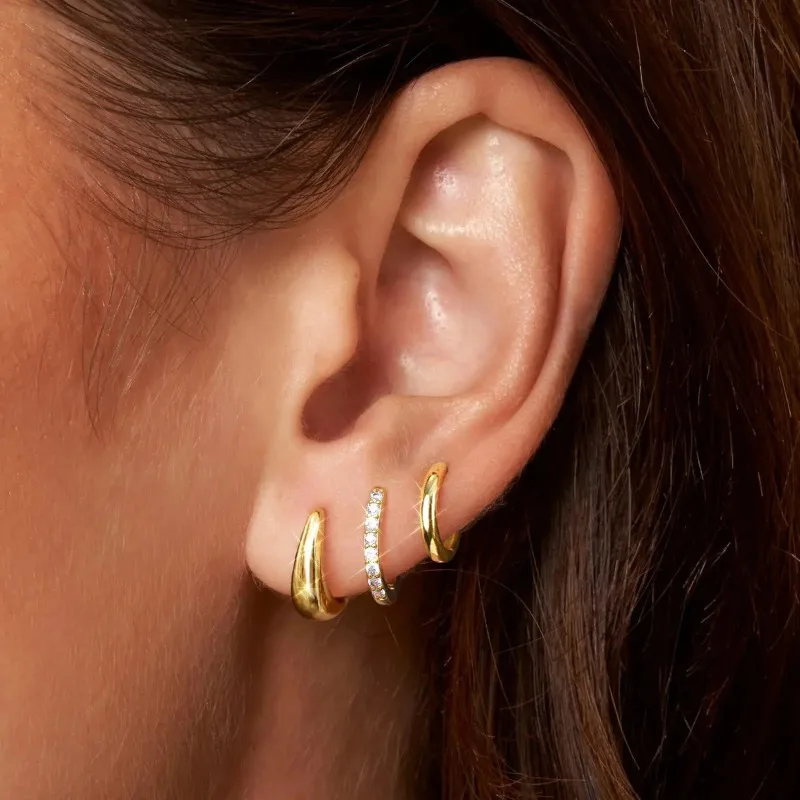 3 Pairs Stainless Steel Crystal Zirconia Hoop Earrings for Women Trendy Simple Gold Plated Circle Punk Earrings Piercing Jewelry thumbnail 2