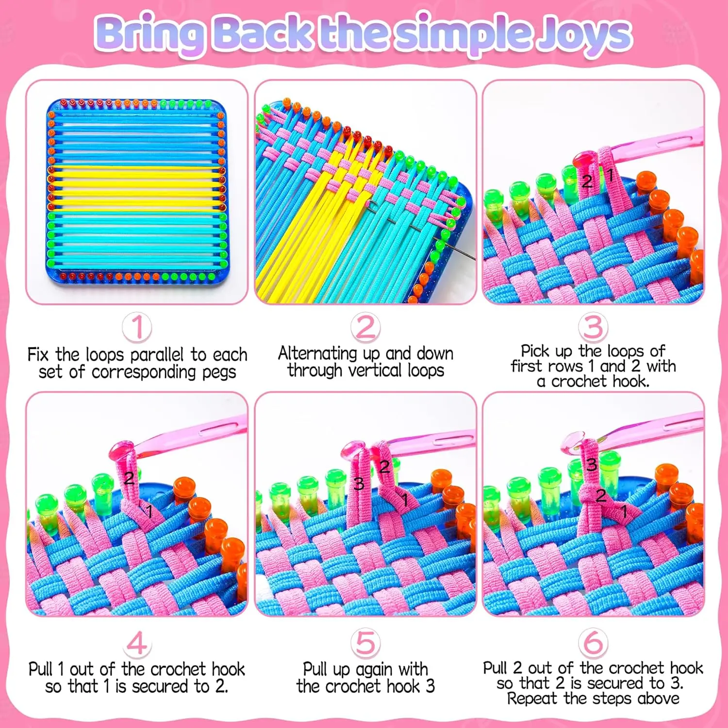 Weaving Loom Kit Toys, DIY Arts and Crafts for Kids and Adults, Ideal Gifts for Girls Ages 5 6 7 8-12 13, Easy Potholder Loom Kn thumbnail 2