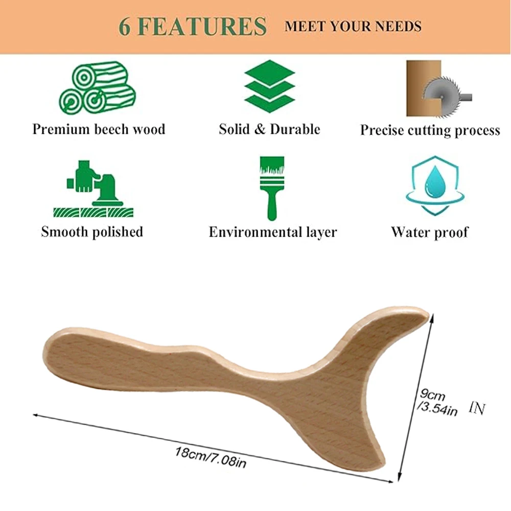 1PCS Wood Therapy Massage Tool Wooden Lymphatic Drainage Massager Body Sculpting Tools for Maderoterapy,Gua Sha,Muscle Release