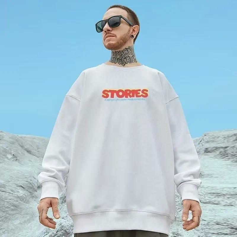 M-8XL Men Oversized Sweatshirt Fashion Loose American Style Trendy Color Graffiti Bear Print Long Sleeve Couple Clothes thumbnail 4