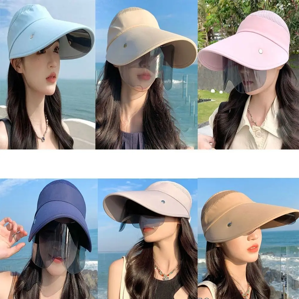 Lady Girl Retractable Visor Cap Sunglasses Fishing Caps Female Summer Hat Sun Hats Anti-UV Beach Hat Sports Cap Empty Top Hat thumbnail 4