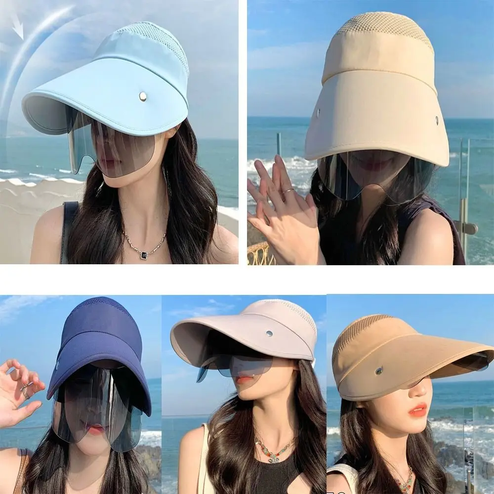 Lady Girl Retractable Visor Cap Sunglasses Fishing Caps Female Summer Hat Sun Hats Anti-UV Beach Hat Sports Cap Empty Top Hat