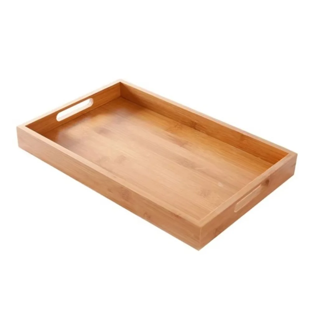 Retro Rectangular Storage Tray household Solid Wood Storage Plate Bamboo Water Cup Plate Home Living Room thumbnail 2