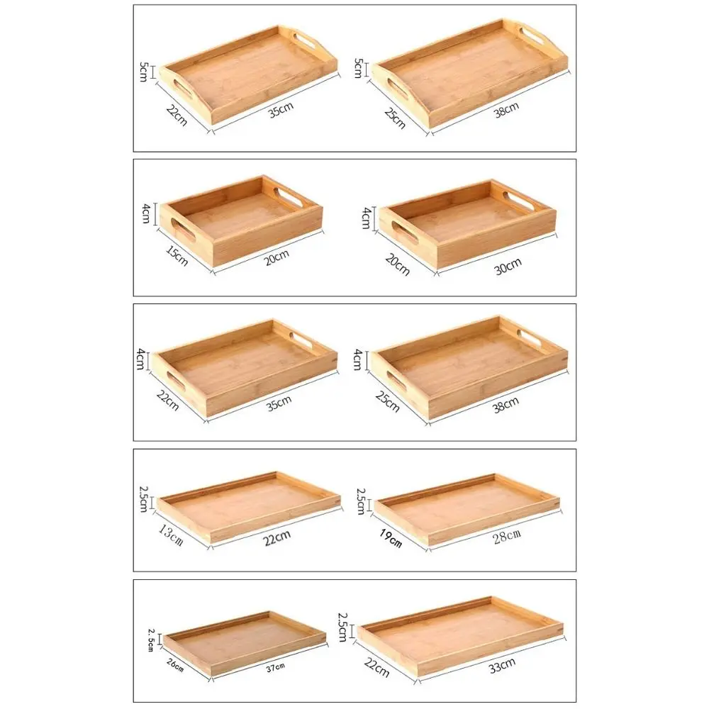 Retro Rectangular Storage Tray household Solid Wood Storage Plate Bamboo Water Cup Plate Home Living Room thumbnail 5