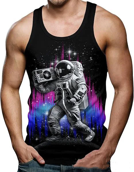 Funny Shark Cat 3D Print Tank Tops Men's Summer Oversized O-Neck Vest Fitness Gym Streetwear Sleeveless Beach Tops Men Clothing thumbnail 6