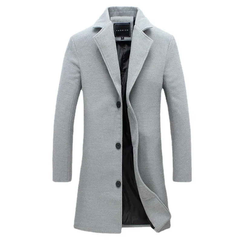 Woolenovercoat2022 New Men's Slim Fit Korean Style Medium Length Trench Coat Factory Wholesale Woolen Material Jacket thumbnail 5