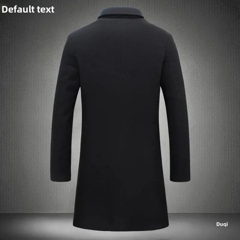 Woolenovercoat2022 New Men's Slim Fit Korean Style Medium Length Trench Coat Factory Wholesale Woolen Material Jacket thumbnail 2