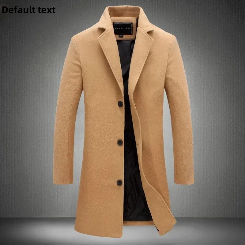 Woolenovercoat2022 New Men's Slim Fit Korean Style Medium Length Trench Coat Factory Wholesale Woolen Material Jacket thumbnail 3