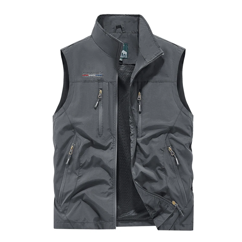 Men's Photography Vest Outdoor Multi-Pocket Work Waistcoat Jacket for Photographers Casual Loose Fit Large Size Utility Vest thumbnail 3