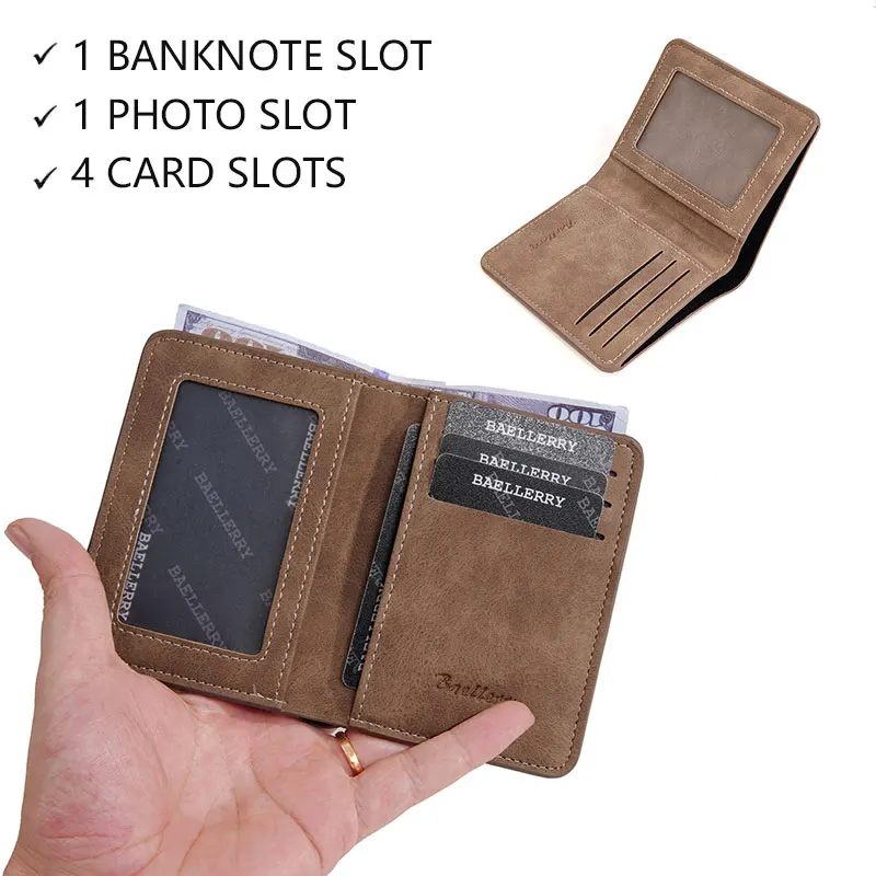 New Men's Short Wallet Simple Casual Card Clips Slim Male Wallet Driver's License Card Holder Thin Bifold Wallet For Man thumbnail 3
