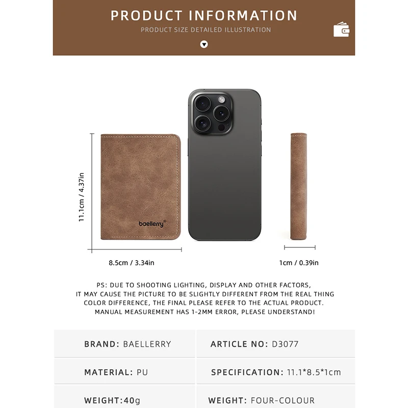 New Men's Short Wallet Simple Casual Card Clips Slim Male Wallet Driver's License Card Holder Thin Bifold Wallet For Man thumbnail 2