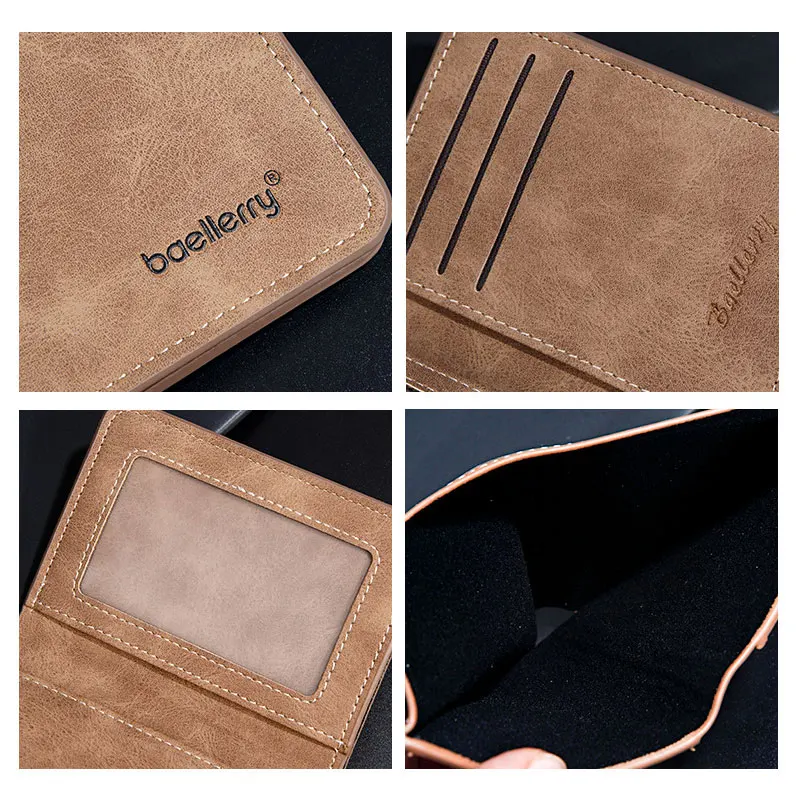 New Men's Short Wallet Simple Casual Card Clips Slim Male Wallet Driver's License Card Holder Thin Bifold Wallet For Man thumbnail 5