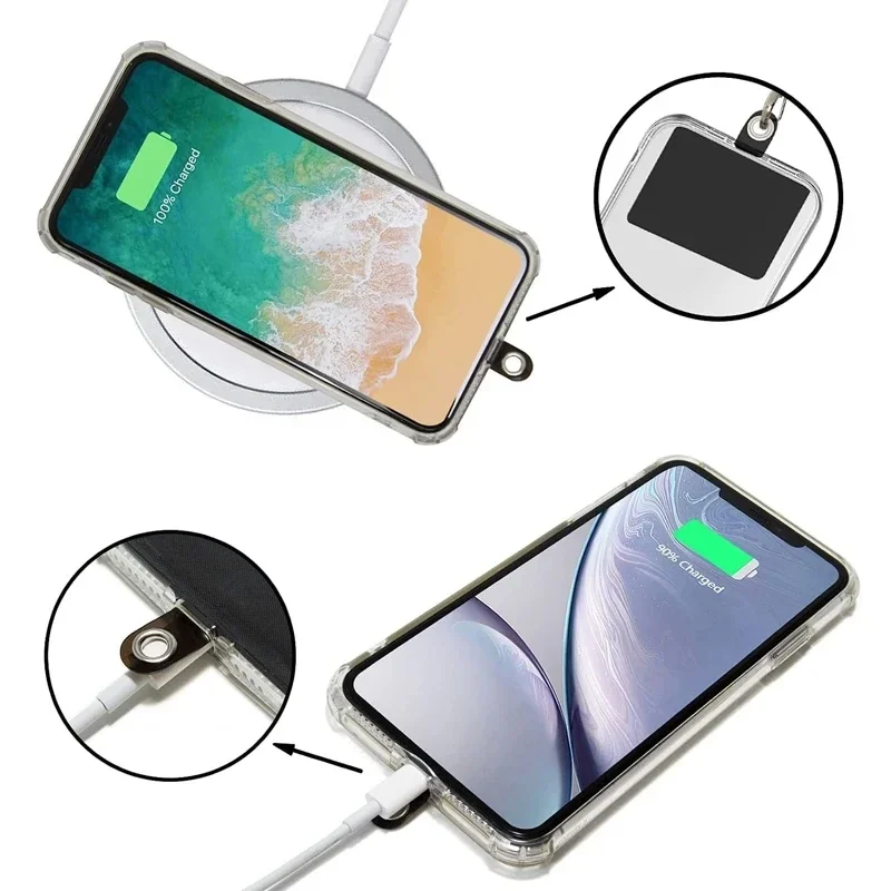 Protable Anti-fall Clear Phone Lanyard Cards Replaceable Flexible Tether Tabs Transparent Phone Case Pandent Gasket for IPhone thumbnail 4