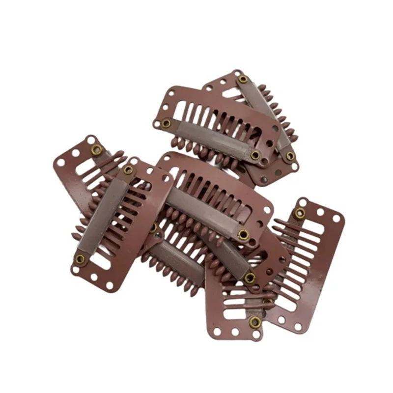 24 Pcs 9-teeth Beige/Brown/Black Hair Extension Clips Hair Extension Wigs Snap Clips Comb Small Snap Wig Accessories Clips thumbnail 4