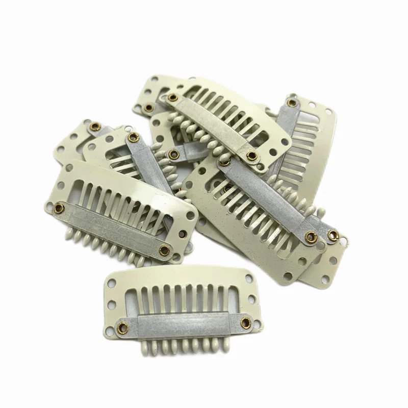 24 Pcs 9-teeth Beige/Brown/Black Hair Extension Clips Hair Extension Wigs Snap Clips Comb Small Snap Wig Accessories Clips thumbnail 3