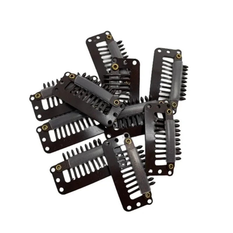 24 Pcs 9-teeth Beige/Brown/Black Hair Extension Clips Hair Extension Wigs Snap Clips Comb Small Snap Wig Accessories Clips thumbnail 5