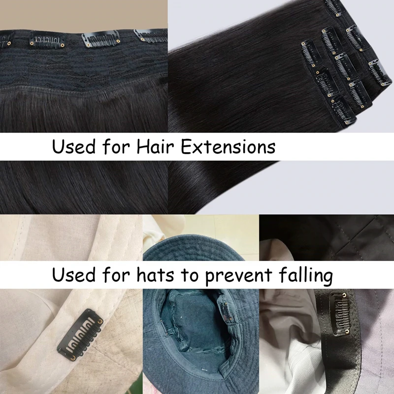 24 Pcs 9-teeth Beige/Brown/Black Hair Extension Clips Hair Extension Wigs Snap Clips Comb Small Snap Wig Accessories Clips thumbnail 6