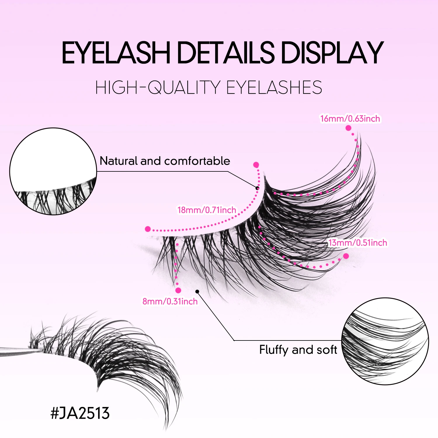 GROINNEYA Two Boxs Half Eyelashes Natural Fluffy Cat Eye Lashes Soft Wispy Faux Mink Lashes Winged End Eye Elongated Eyelashes thumbnail 6