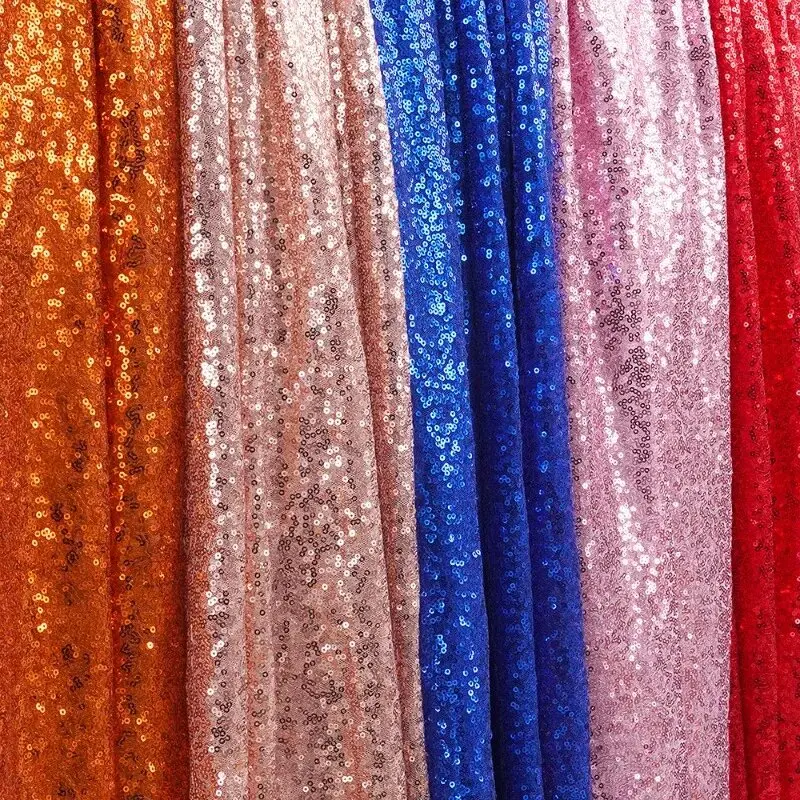 Encrypted 3mm Sequin Fabric Flashing Chip Embroidered Mesh Wedding Tablecloth Decor Dress Clothing Wedding Birthday Home Decor