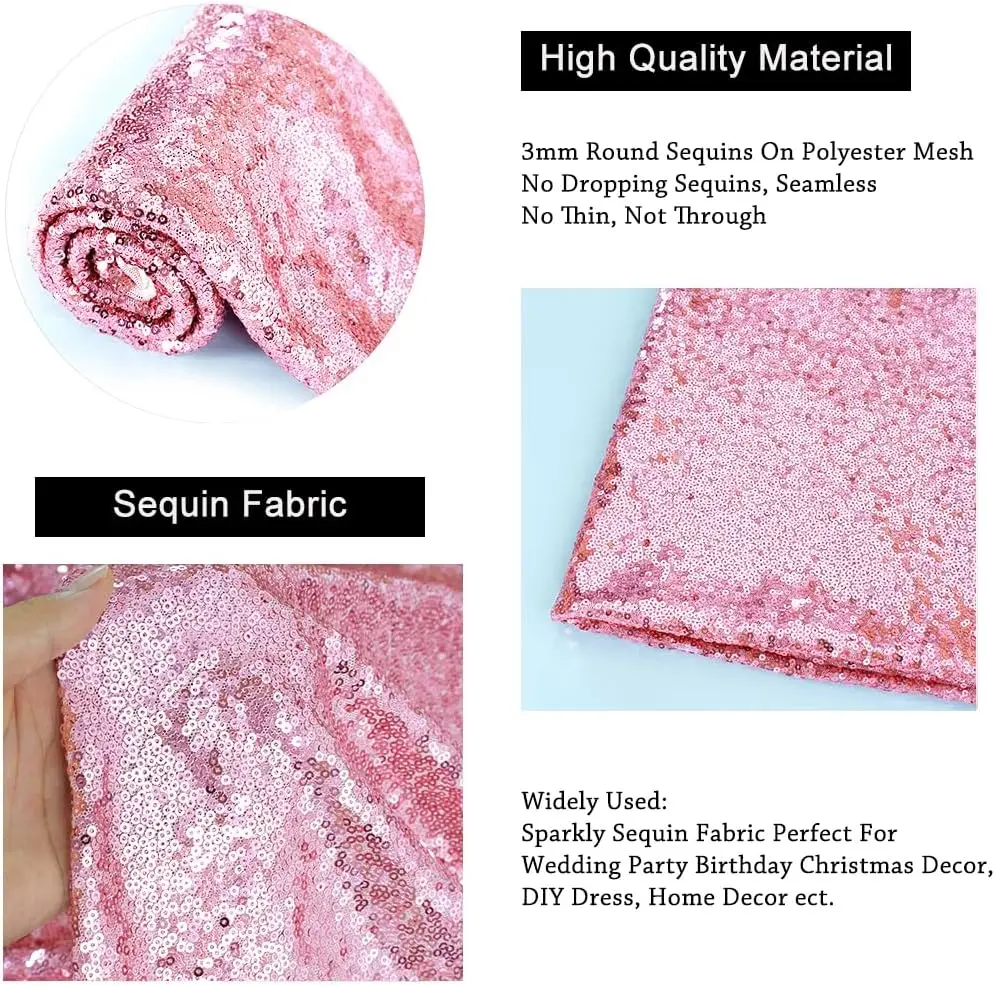 Encrypted 3mm Sequin Fabric Flashing Chip Embroidered Mesh Wedding Tablecloth Decor Dress Clothing Wedding Birthday Home Decor thumbnail 6