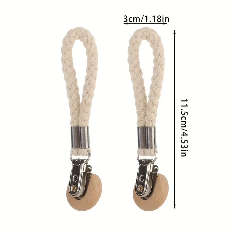 2pcs Easy Install Towel Clips with Cotton Rope - Multipurpose Wall-Mounted Bathroom Home Organizer Hooks thumbnail 4
