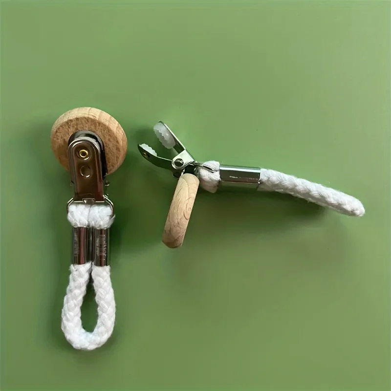 2pcs Easy Install Towel Clips with Cotton Rope - Multipurpose Wall-Mounted Bathroom Home Organizer Hooks thumbnail 3