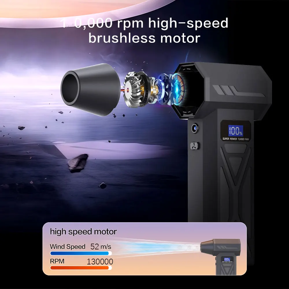 Powerful Air Blower 130000RPM Turbo Jet Blower Brushless Vacuum Cleaner For PC/Keyboard/Home/Car Cleaning Air Duster Fan Blower thumbnail 5