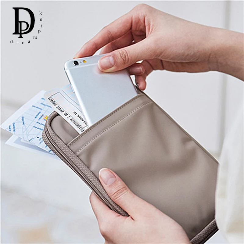 Travel Zip Large Capacity Passport Wallet Canvas Business Trip Multifunction Card Holder Fashion Portable Woman Man Phone Purse