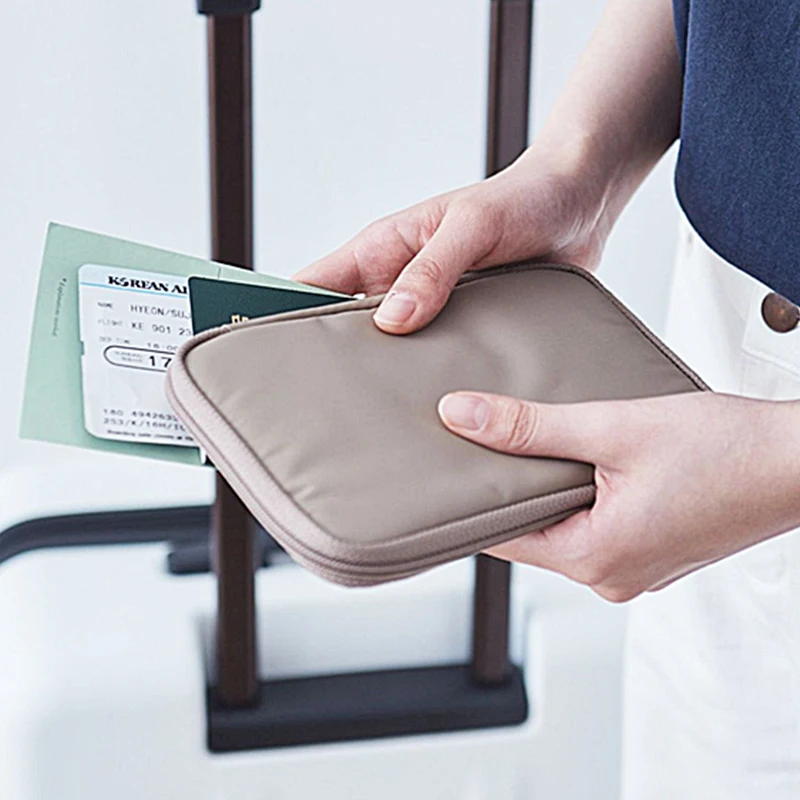 Travel Zip Large Capacity Passport Wallet Canvas Business Trip Multifunction Card Holder Fashion Portable Woman Man Phone Purse thumbnail 4