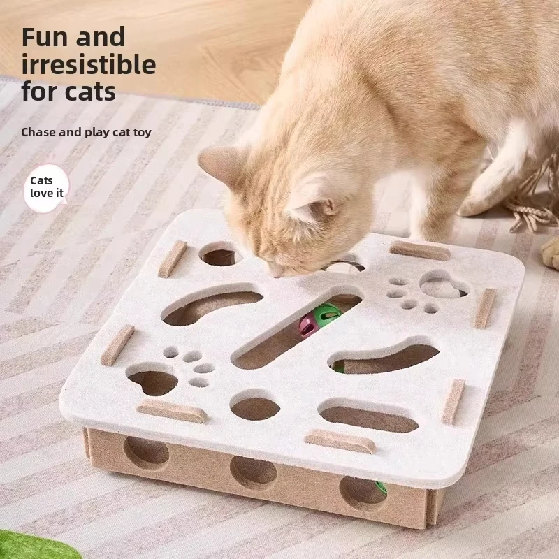 Cat Puzzle Toy Felt Puzzle Box Cat Exercise Toy With Ball Indoor Sports Entertainment Hunting Cat Toys For Indoor Cats thumbnail 2