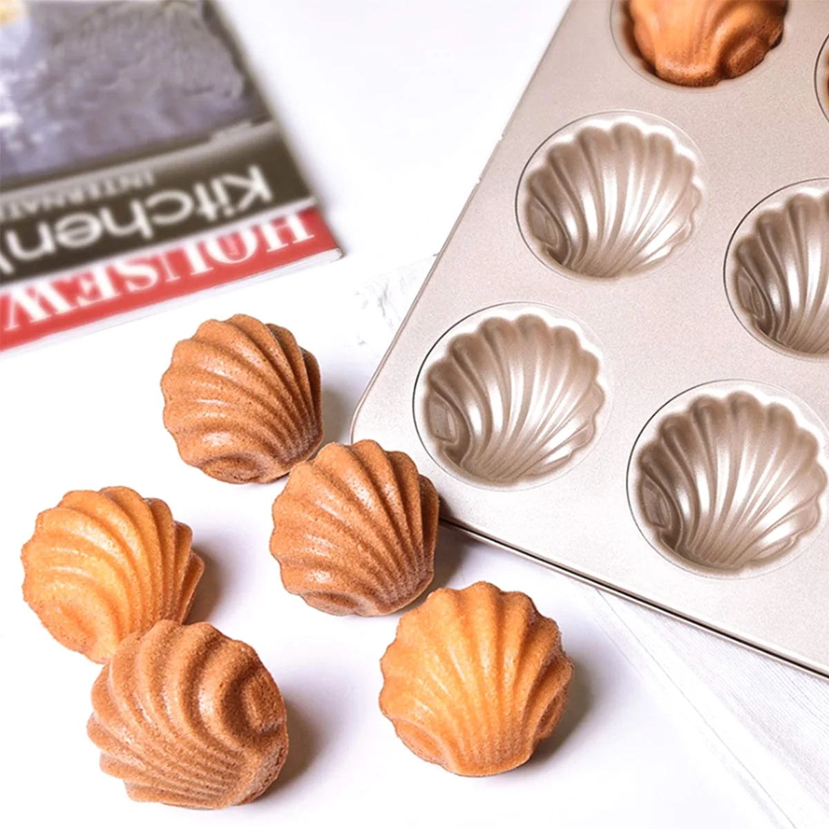 6/9/12-Cavity Madeleine Mold Shell-shaped Cake Baking Pan Non-Stick Carbon Steel Chocolate Candy Mold Kitchen Baking Utensils thumbnail 4