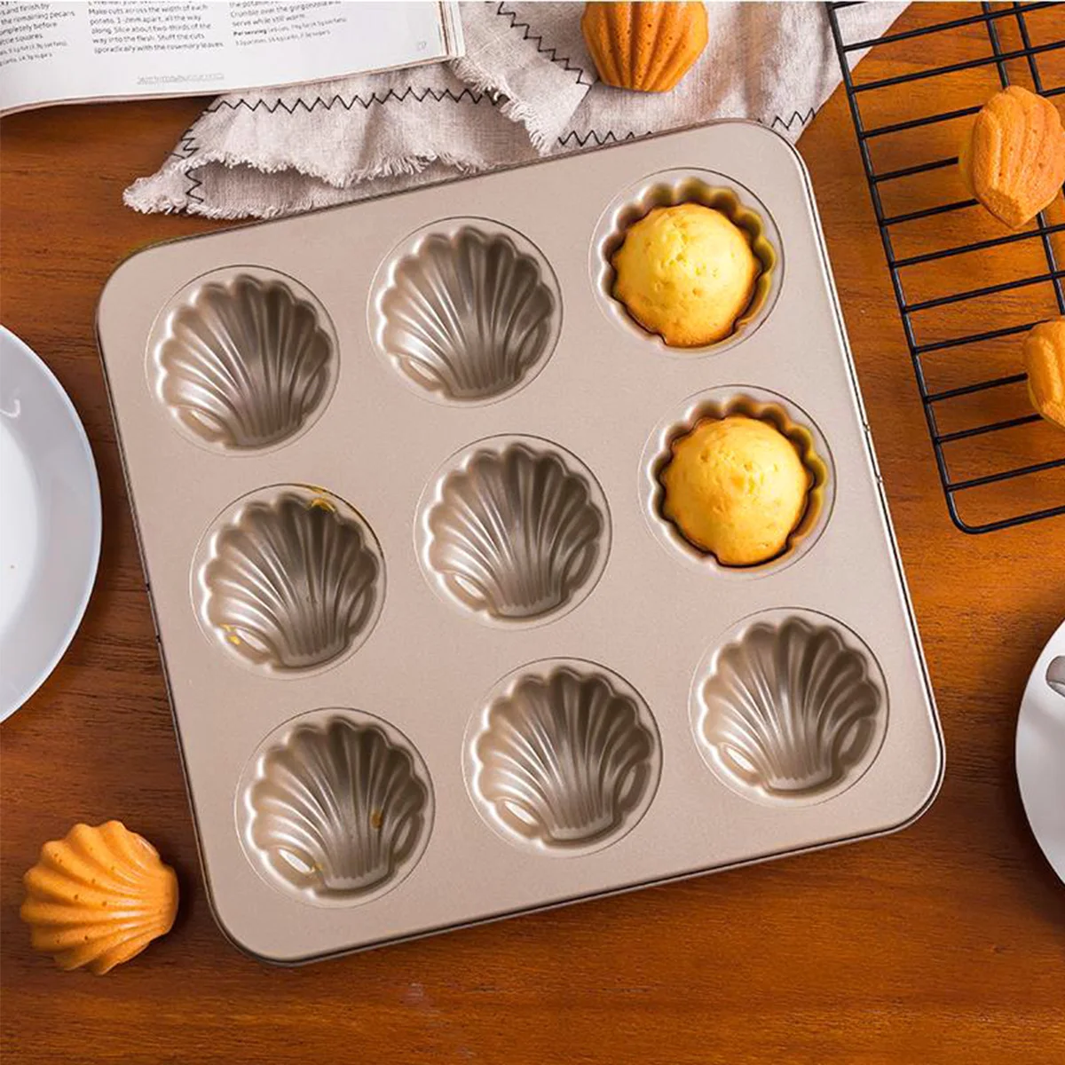 6/9/12-Cavity Madeleine Mold Shell-shaped Cake Baking Pan Non-Stick Carbon Steel Chocolate Candy Mold Kitchen Baking Utensils thumbnail 2