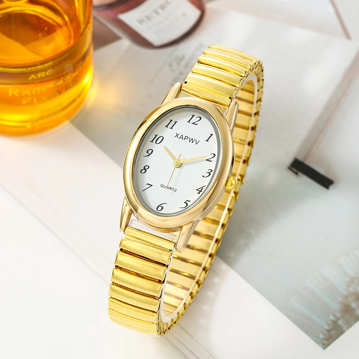 Arabic Digital Quartz Women's Watch Fashion Simple Women's Watch Trendy Personalized Stretch Steel Band Watch thumbnail 3