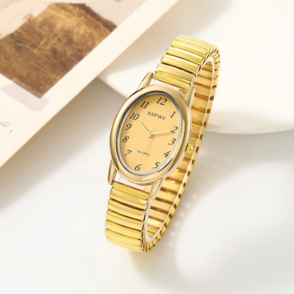 Arabic Digital Quartz Women's Watch Fashion Simple Women's Watch Trendy Personalized Stretch Steel Band Watch thumbnail 2